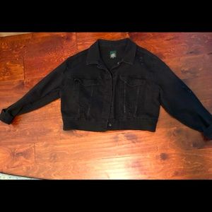 Cropped Black Denim Jacket